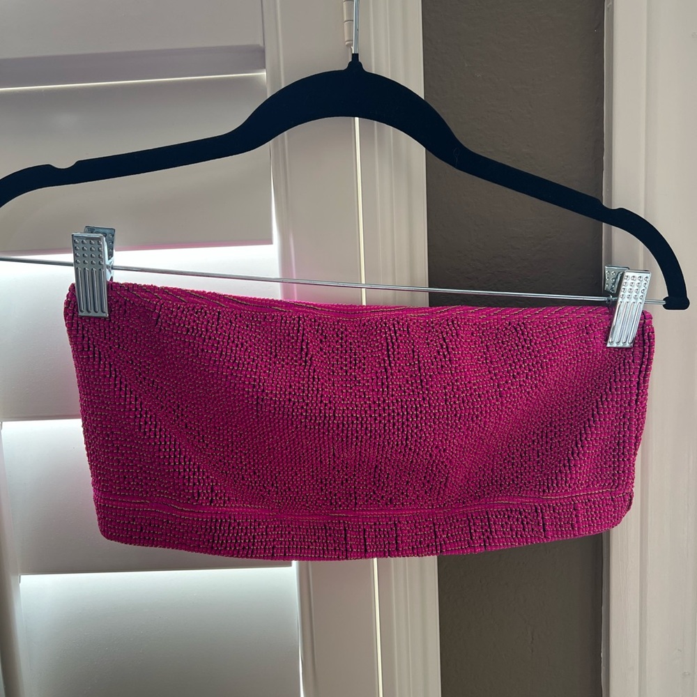 Good American Pink and Gold Knit Top and skirt set